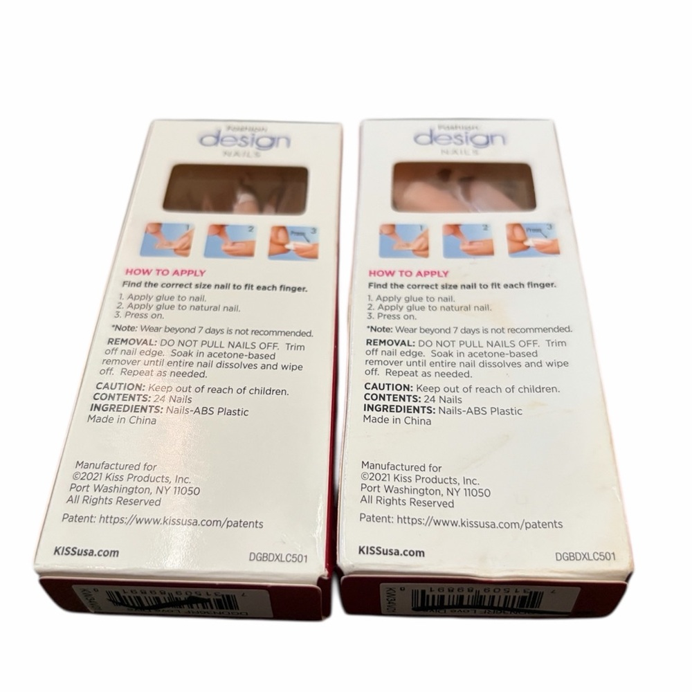 2 Pack KISS Glue On Nails Brown Cow Print French Tip Extra Long Coffin - Picture 2 of 3